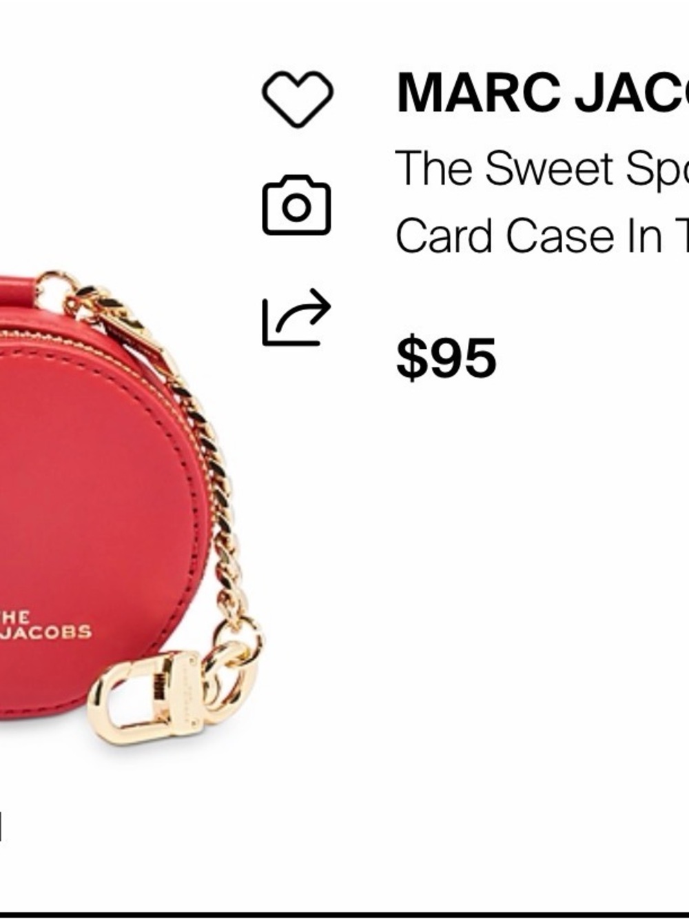 Marc Jacobs Red - The Sweet Spot Leather Card Case - Picture 7 of 7